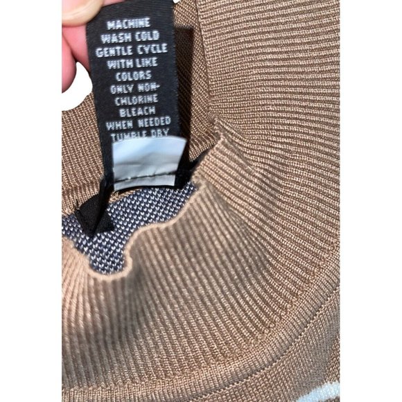 ALFANI Women's XL Mock-Neck Striped Sweater in Camel Tan - Picture 8 of 12